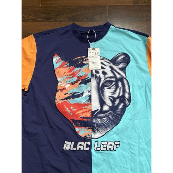 BLACK LEAF SPLIT TIGER SHIRT MENS SZ LARGE MULTI-COLOR - Picture 4 of 11